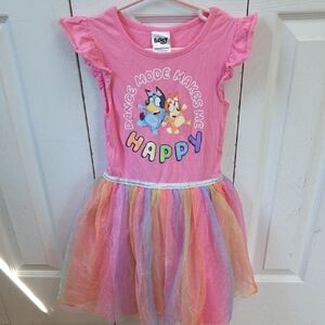 Bluey Kids Pink and Multicolor Casual Dress